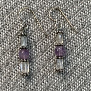 Sterling Silver Earrings with Amethyst and Quartz